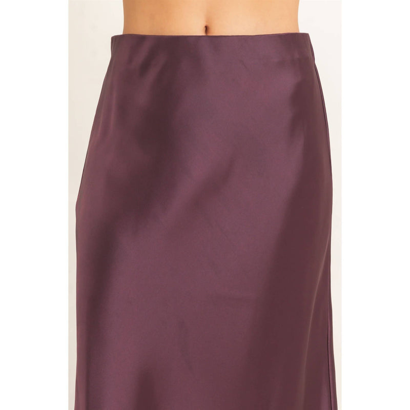 Satin Maxi Skirt - Dark Cherry