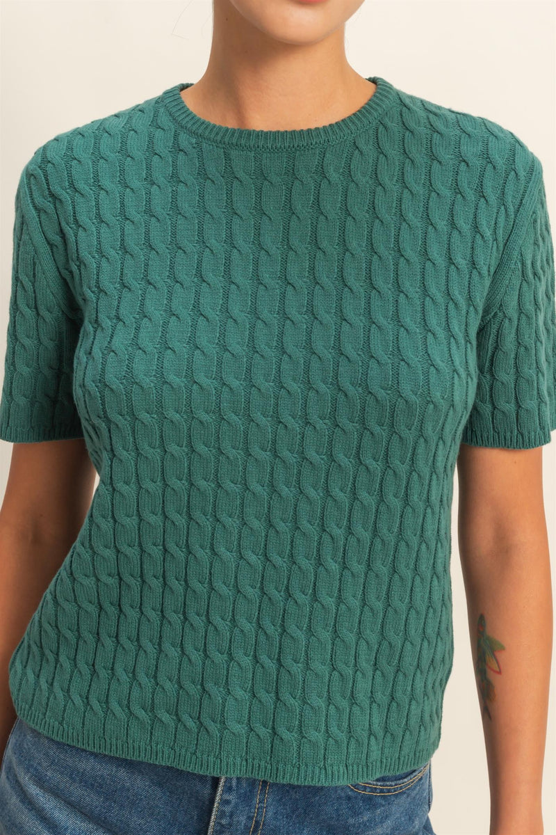 Cable Sweater - Deep Green