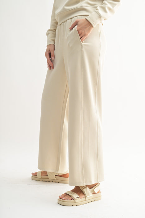 Sand Wash Rib Wide-Leg Pants - Natural