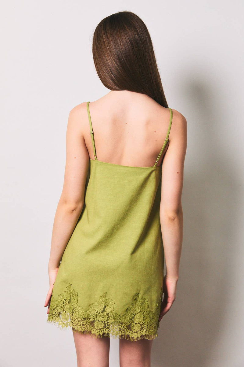 Spaghetti Strap Mini Dress - Light Green