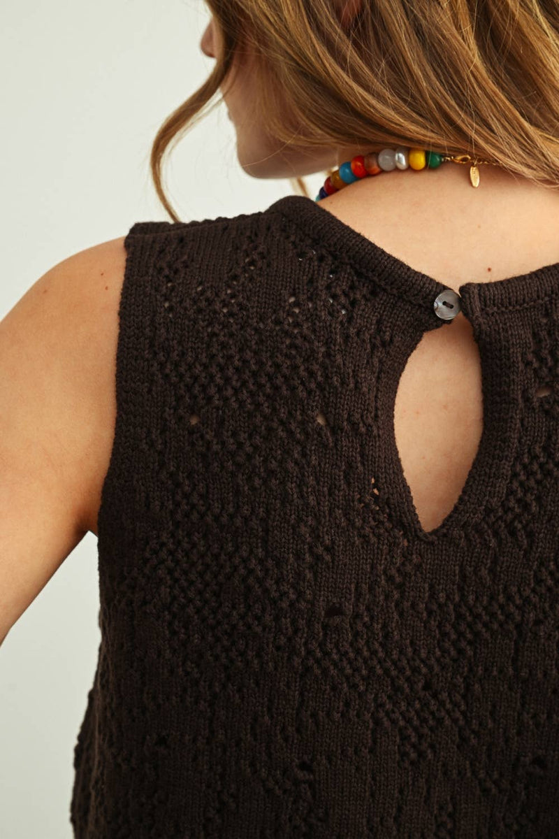 Knit Crop Tank Top - Brown