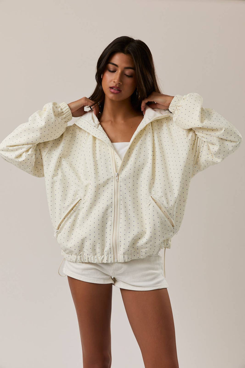 Hooded Jacket - Cream & Light Blue
