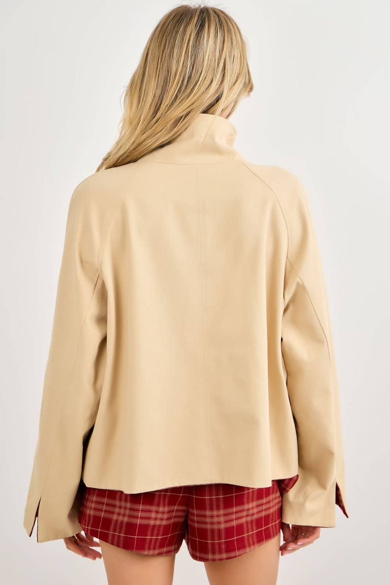 Reversible Crop Trench Coat - Camel & Brick