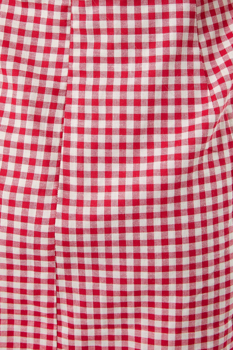 Gingham Mini Dress - Cream & Red