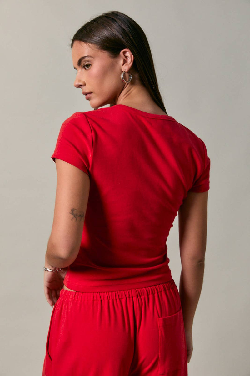 Henley T Shirt - Red