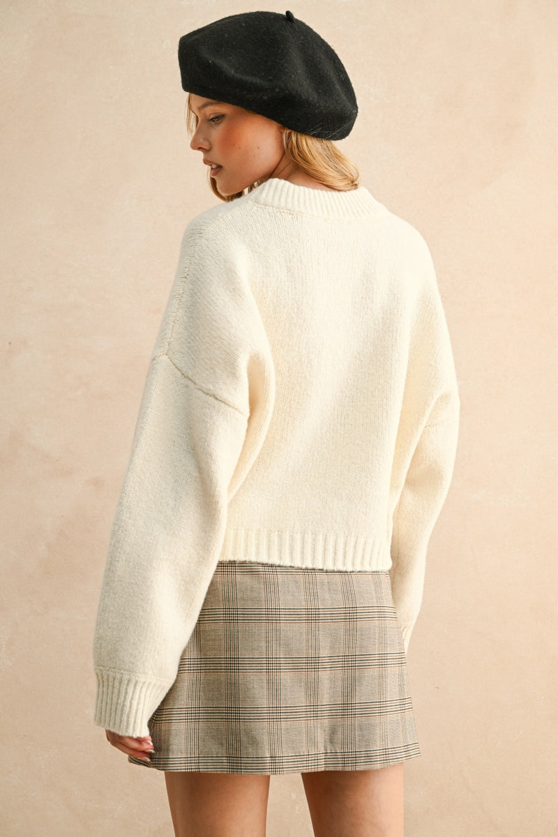 Round Neck Sweater - Cream