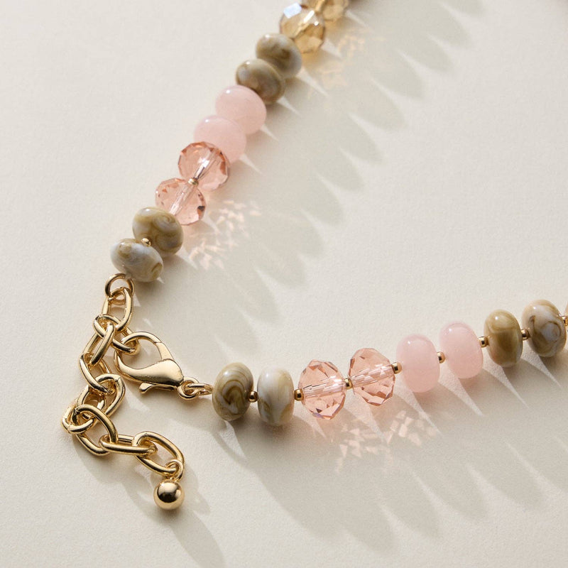Adjustable Length Mixed Bead Short Necklace - Natural