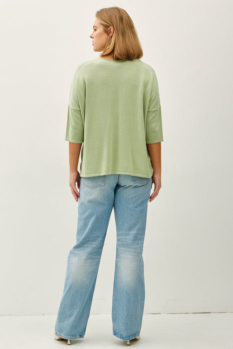 Cotton Slub V Neck Tee - Applemint