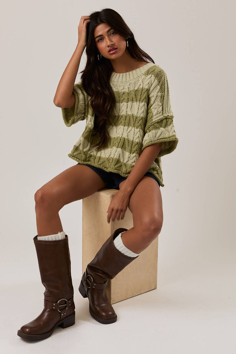 Striped Sweater - Light Green