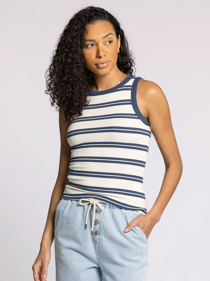 Thread & Supply • Ellen Tank - White & Indigo