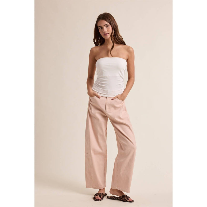 Striped Cotton Pants - Pink & Taupe