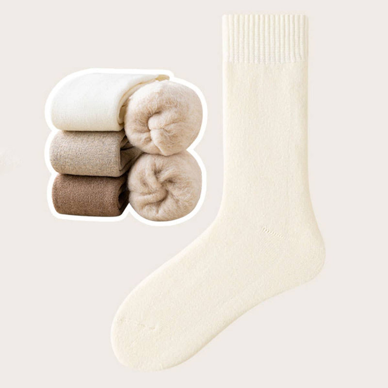 Thermal Lined Crew Socks - White