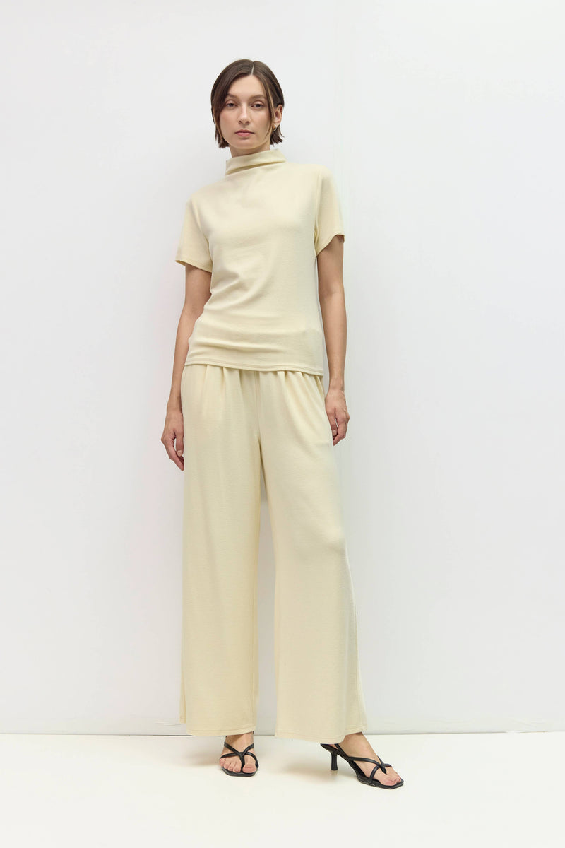 The Carrie Pants | Soft Knit Elastic Waist Lounge Pants - Beige