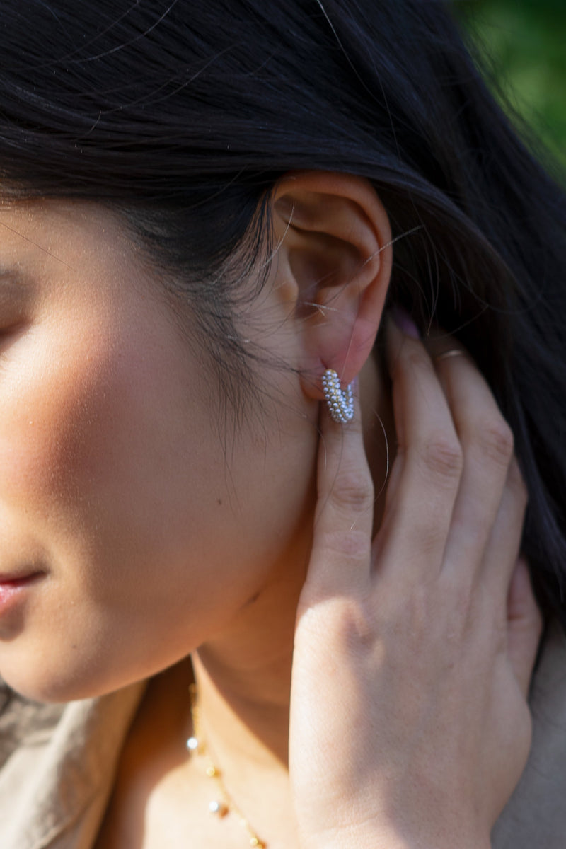 Peter + June • Pearl Hoop Mini Dot 18k Gold Plated