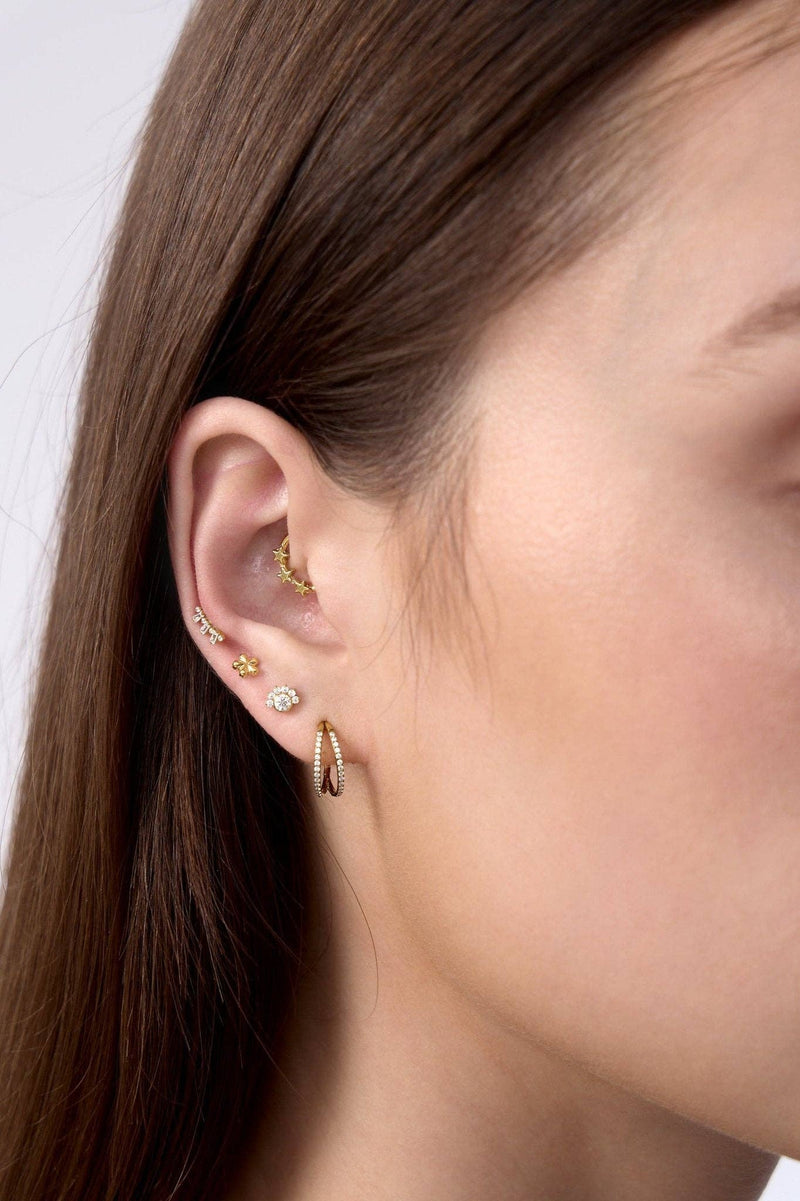 Gold Mini Crown Titanium Flat Back Stud (Single)