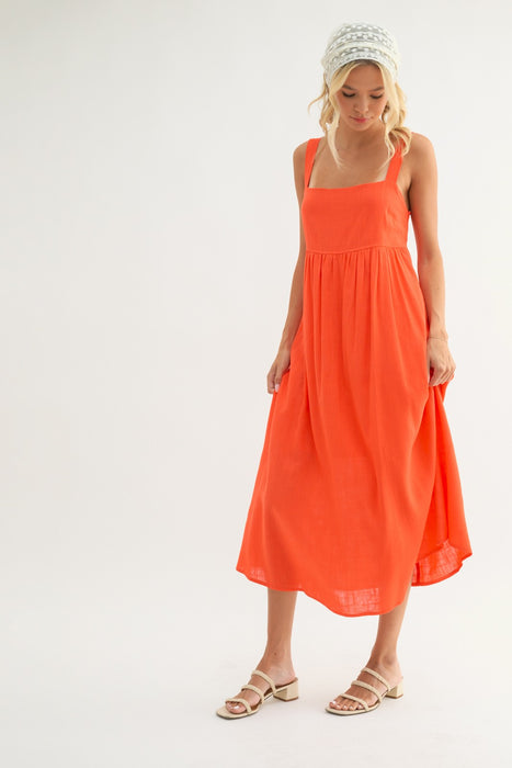 Square Neck Midi Dress - Poppy