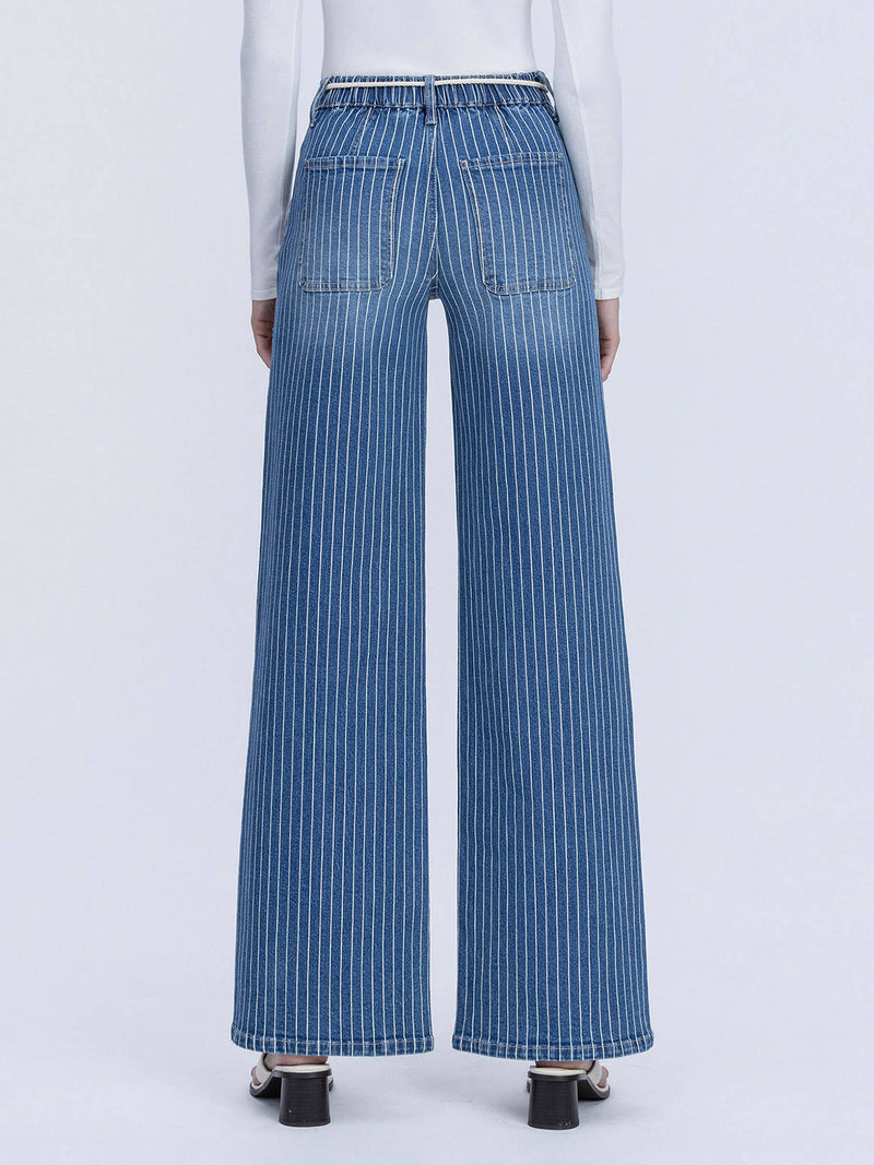 Lovervet • High Rise Wide Leg Jeans - Striped