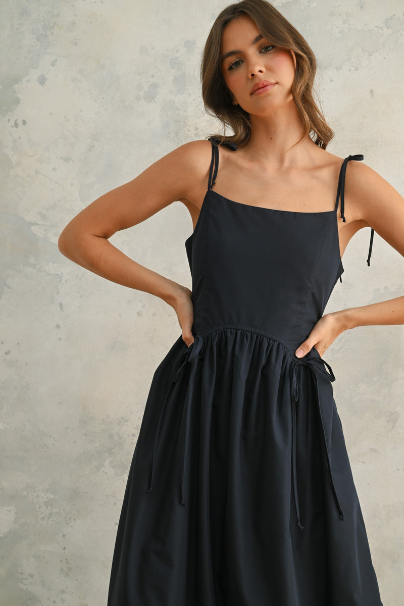 Bow Tie Maxi Dress - Navy