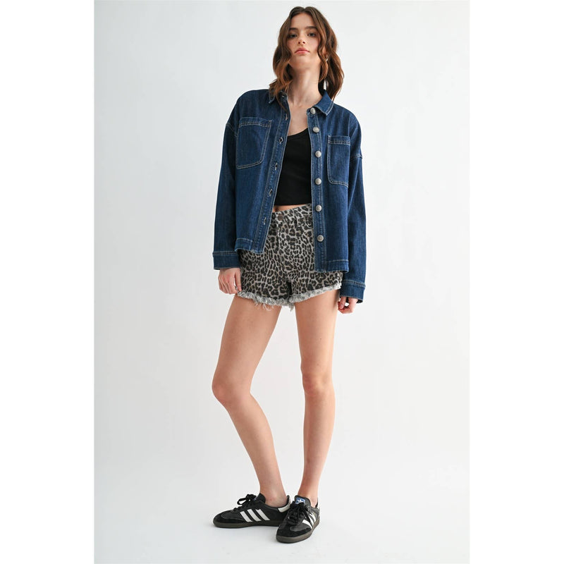 Washed Denim Shacket - Dark Oxypetalum