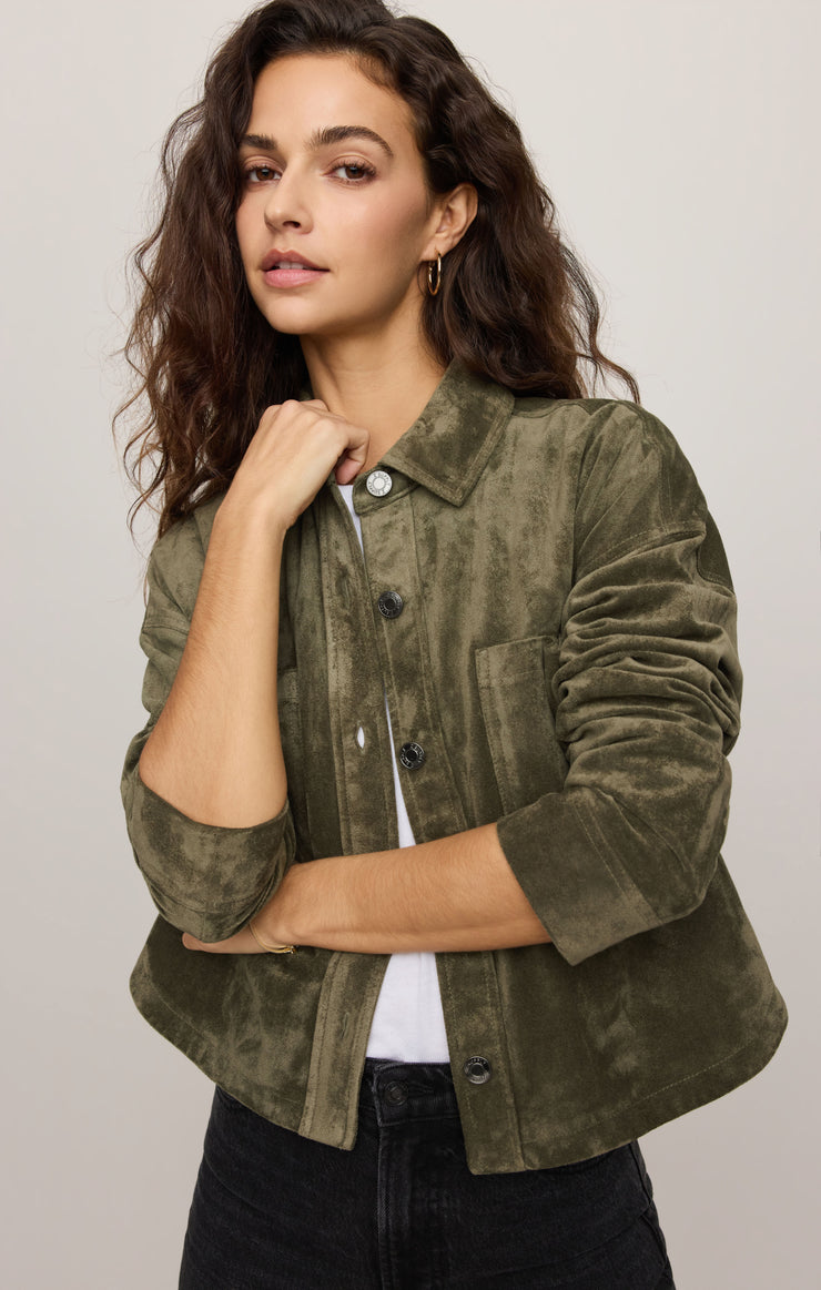 Z Supply • All Day Cropped Suede Jacket - Monstera