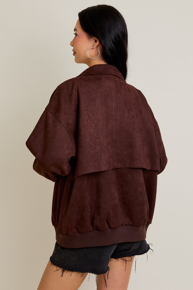 Oversized Bomber Jacket Dk Br