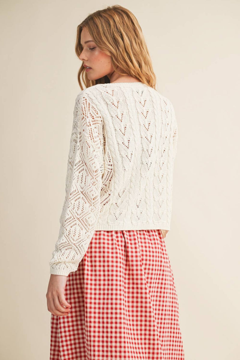 Cable Knit Cardigan - White