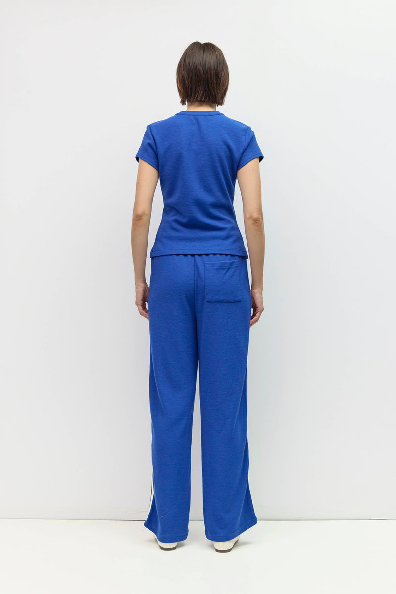 The Enzo Top | Waffle Button-Up Knit Top - Blue