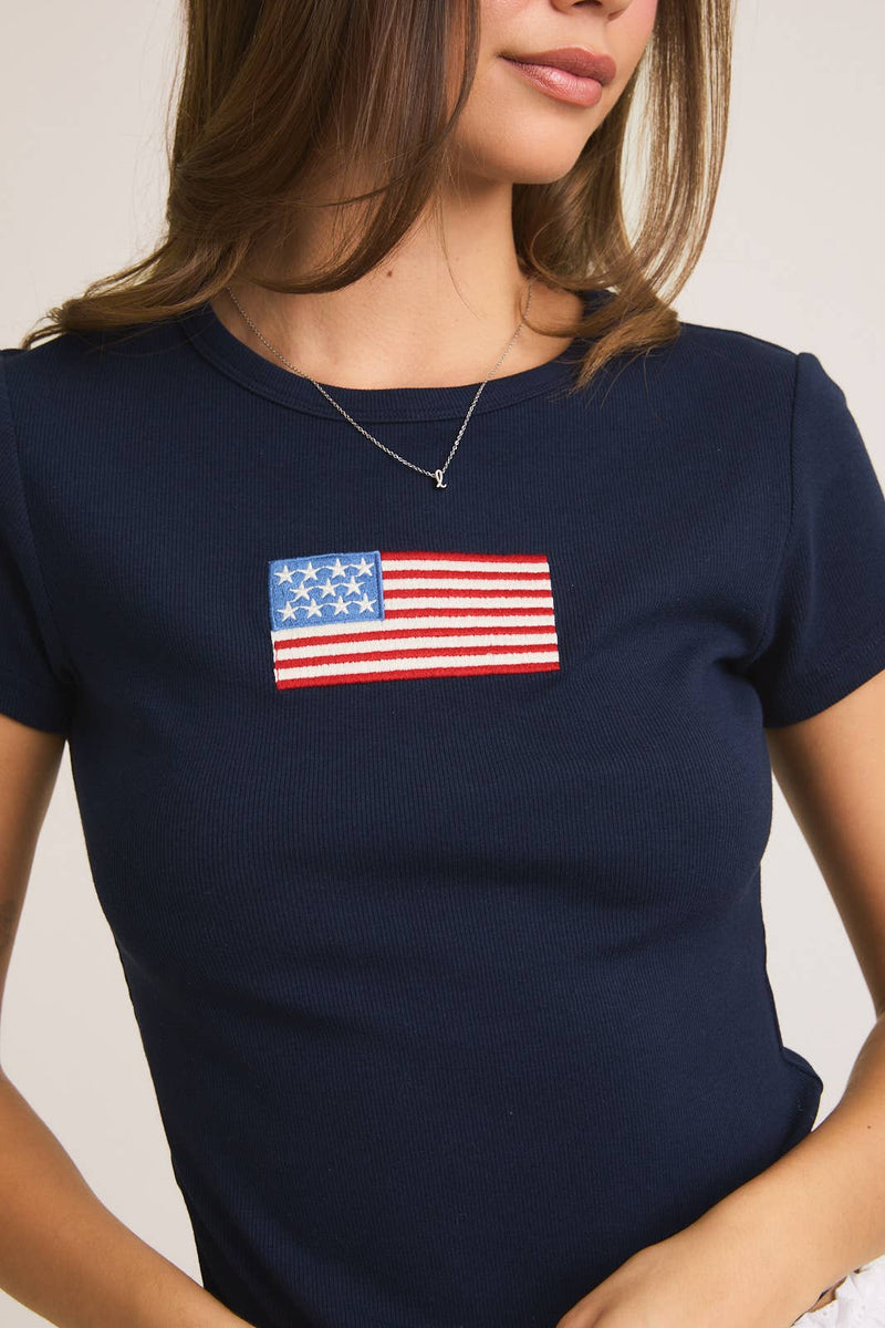 American Flag Tee - Navy