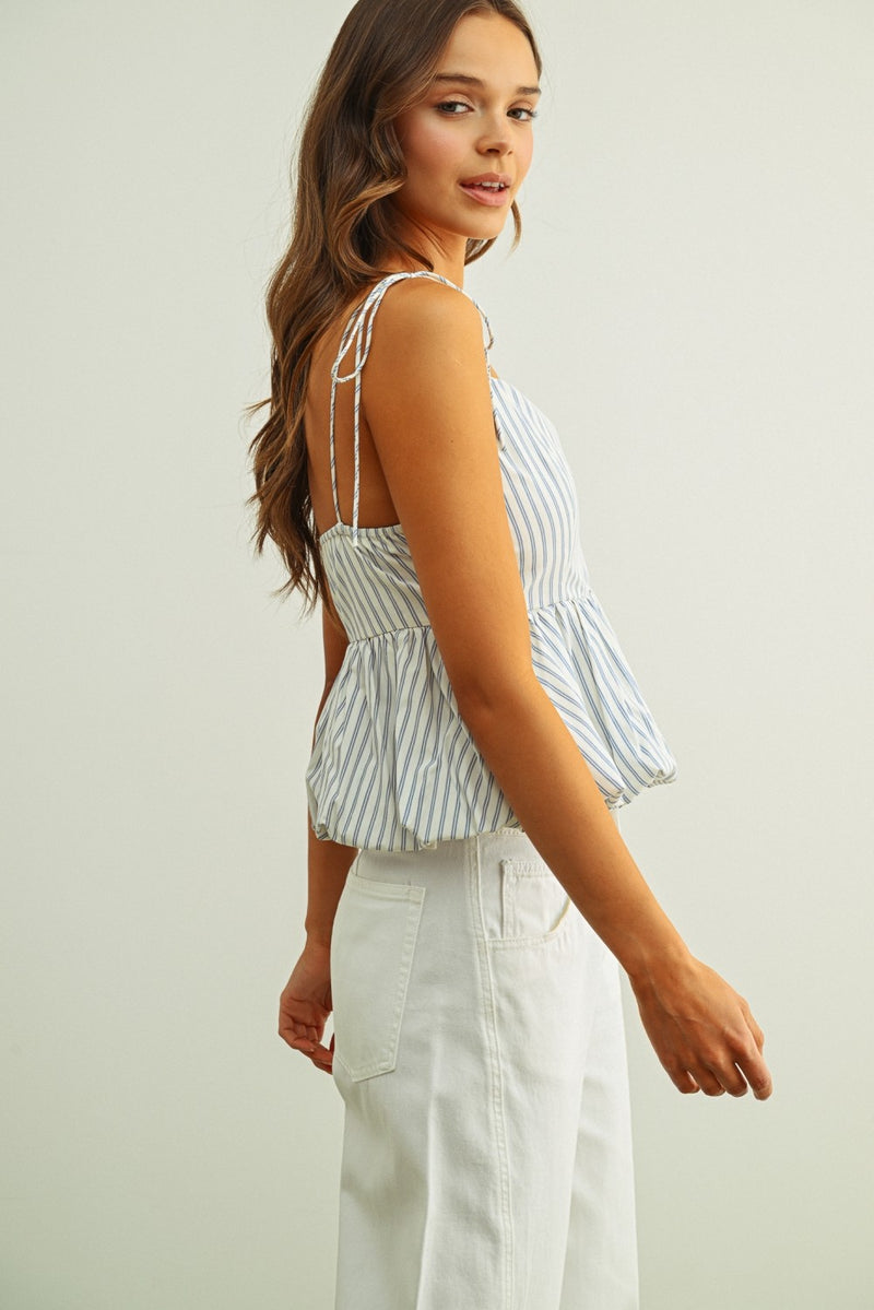 Stripe Balloon Top - Blue