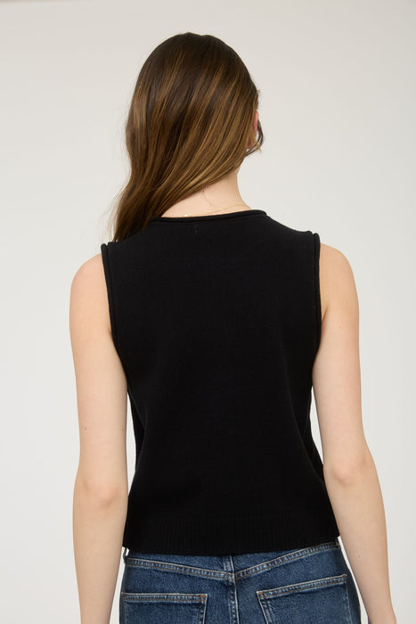 Button Down Vest - Black