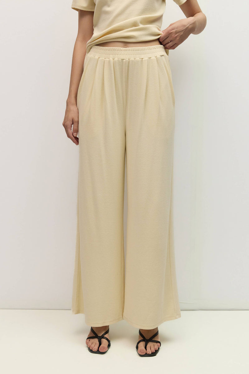 The Carrie Pants | Soft Knit Elastic Waist Lounge Pants - Beige