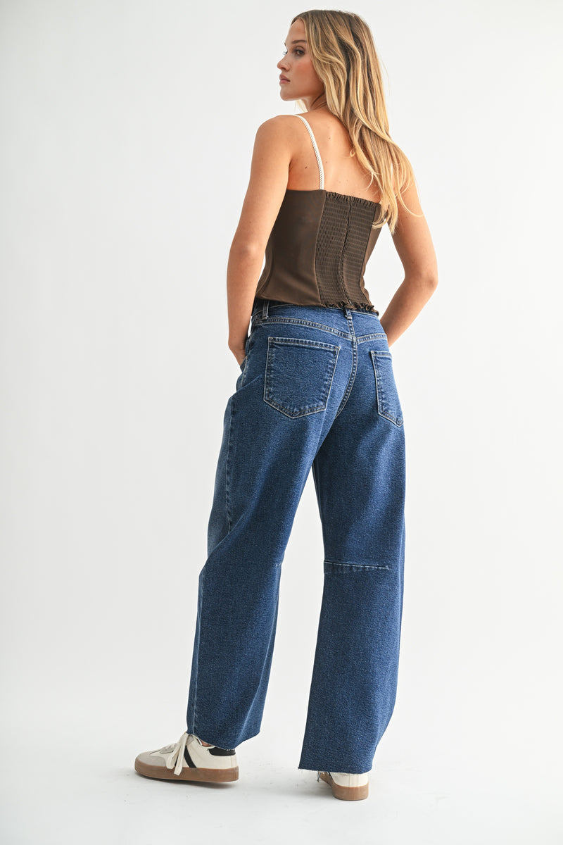 Just Black Denim • Barrel Jean With Seams - Dark Denim