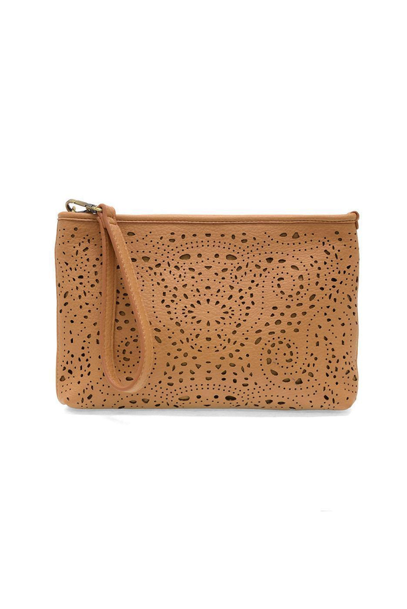 Lazer-Cut Eyelet Quinn Convertible Crossbody Clutch - Tan