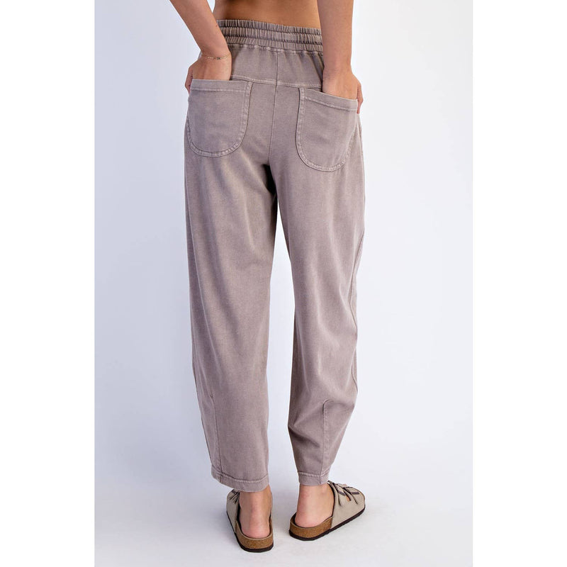 Mineral Washed Cotton Barrel Pants - Mocha