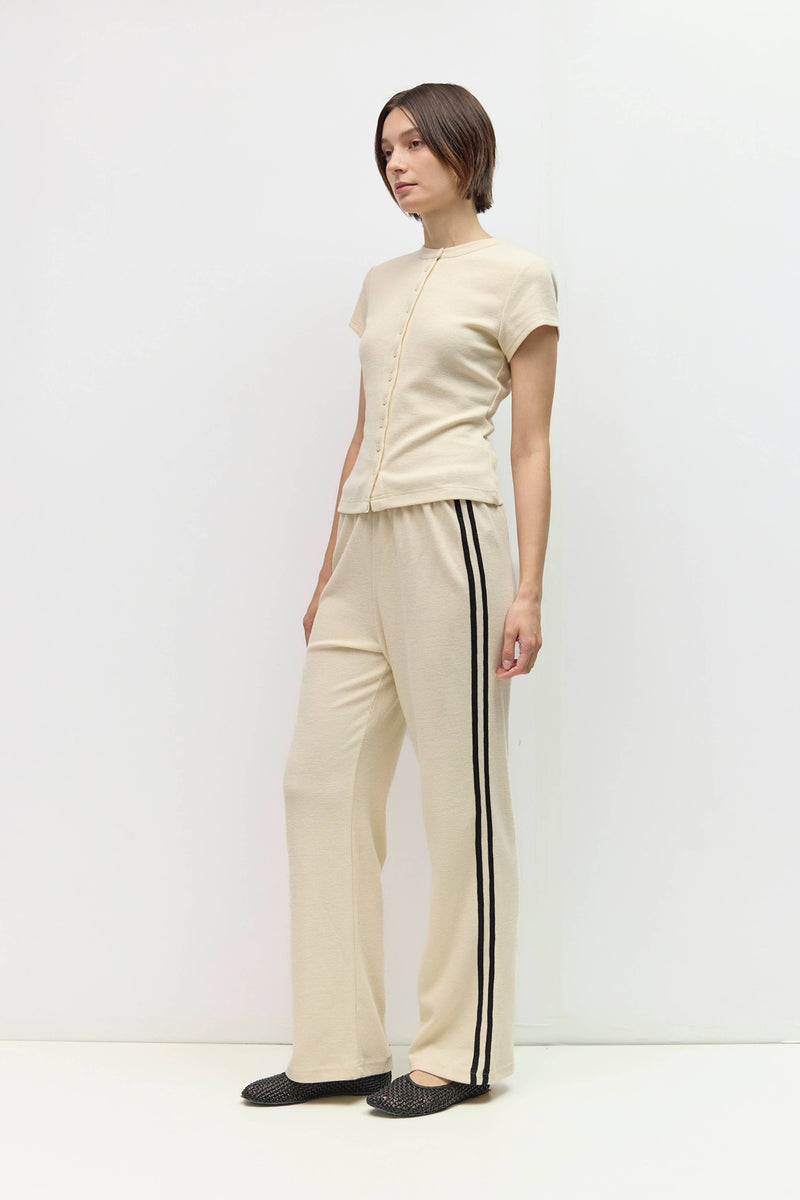 The Enzo Top | Waffle Button-Up Knit Top - Cream