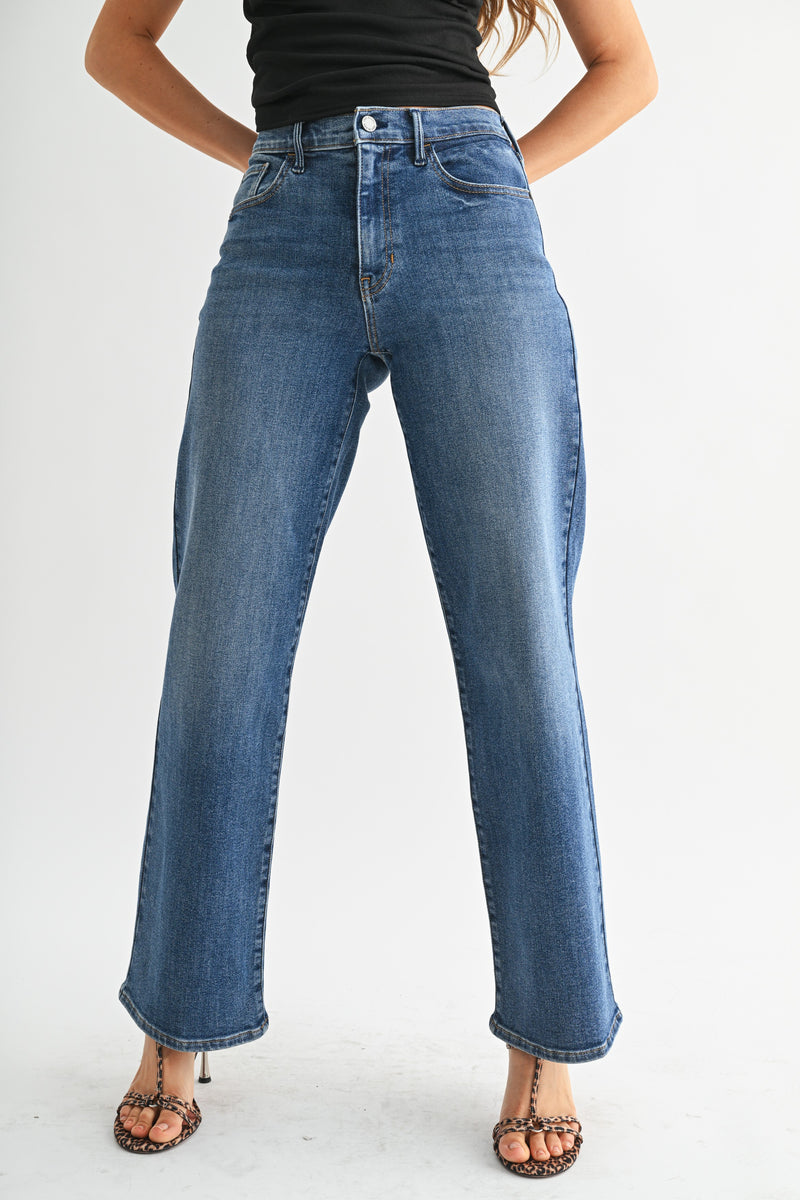 Just Black Denim • Loose Straight With Regular Hem - Medium Denim