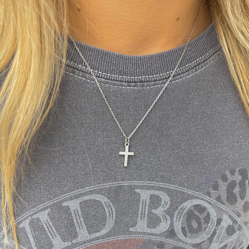 Nikki Smith Designs • Silver Crystal Cross Necklace