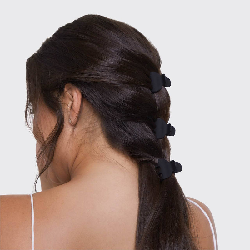 Kitsch • Recycled Plastic X-Small Claw clips 6pc - Black & Tortoise