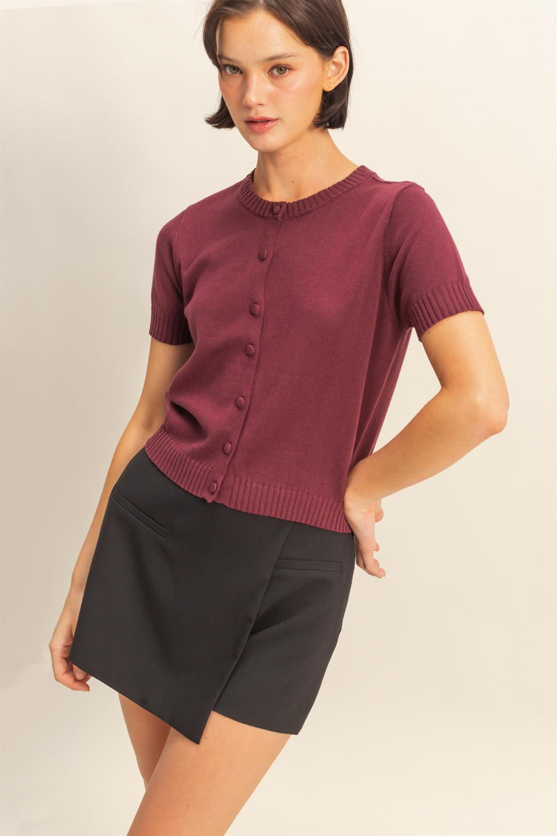 Cardigan Sweater - Dark Cherry