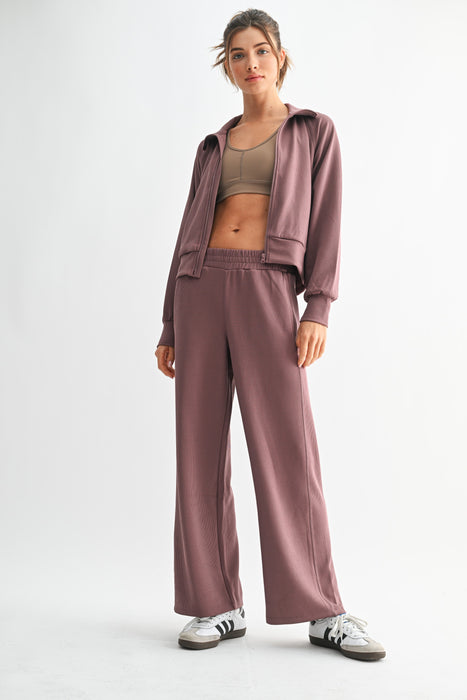 Sand Wash Rib Zip Jacket - Rose Taupe