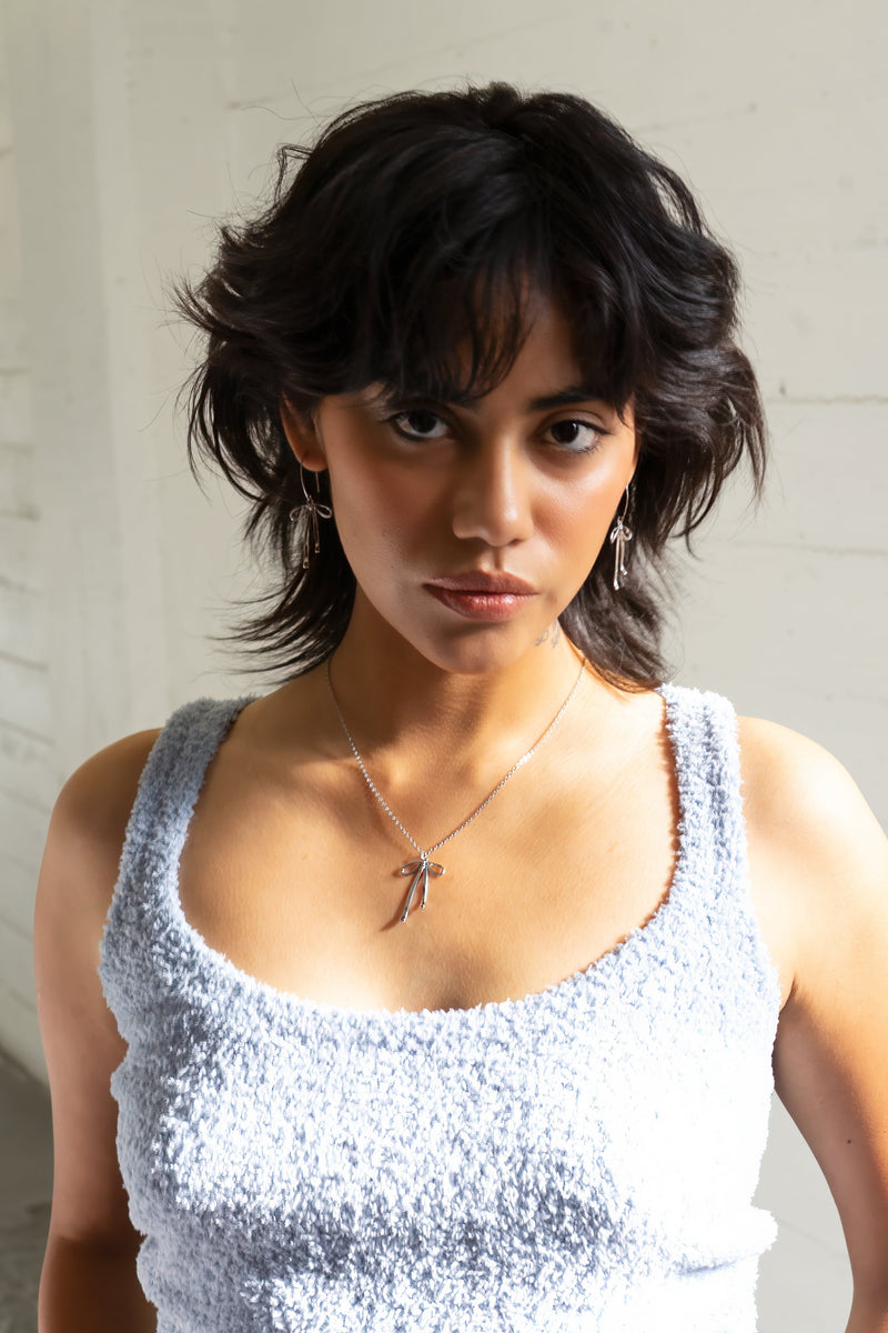 Peter + June • Bad To The Bow Necklace Silver & Rhodium Plated