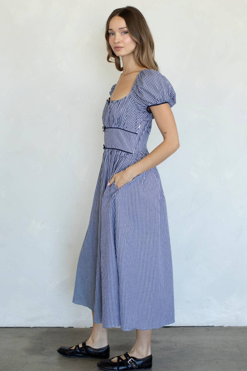 Plaid Midi Dress - Midnight