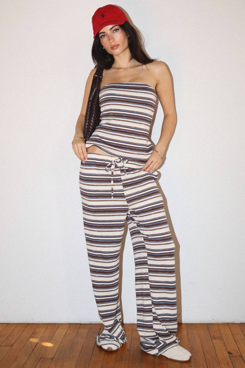 Striped Knit Tube Holter Top