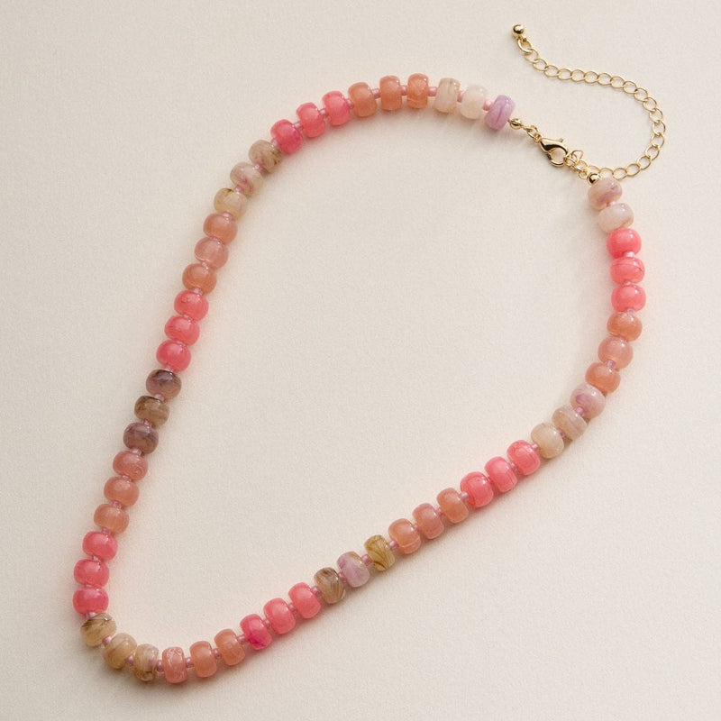 Gradient Color Round Disc Beaded Necklace - Orange