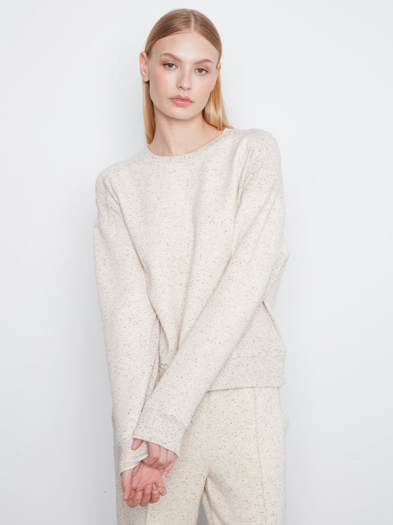 Charlie B • Crewneck Soft Scuba Top - Cookie & Cream