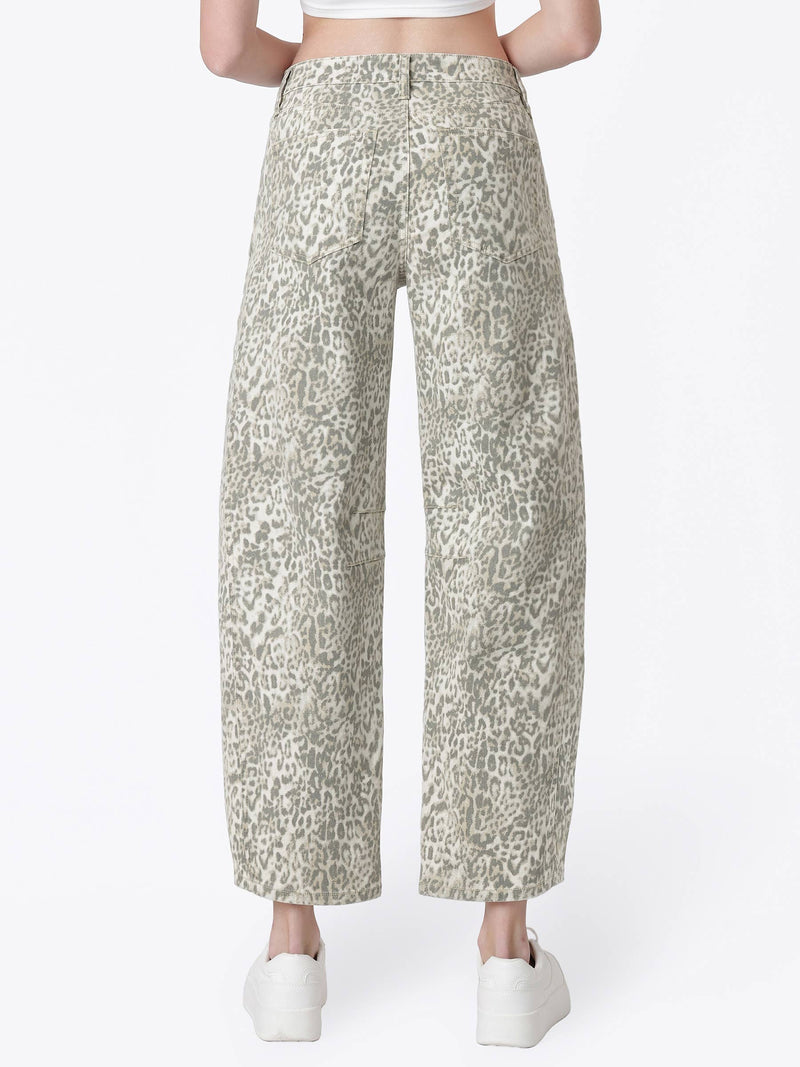 Vervet • High Rise Barrel Jeans - Leopard