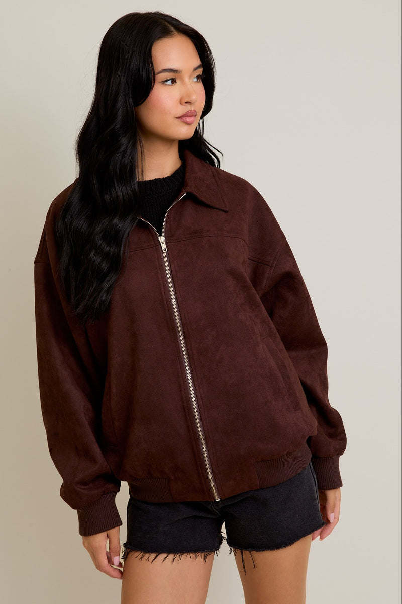 Oversized Bomber Jacket Dk Br