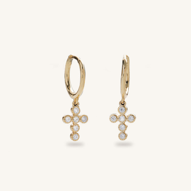 Crystal Cross Huggies-Gold