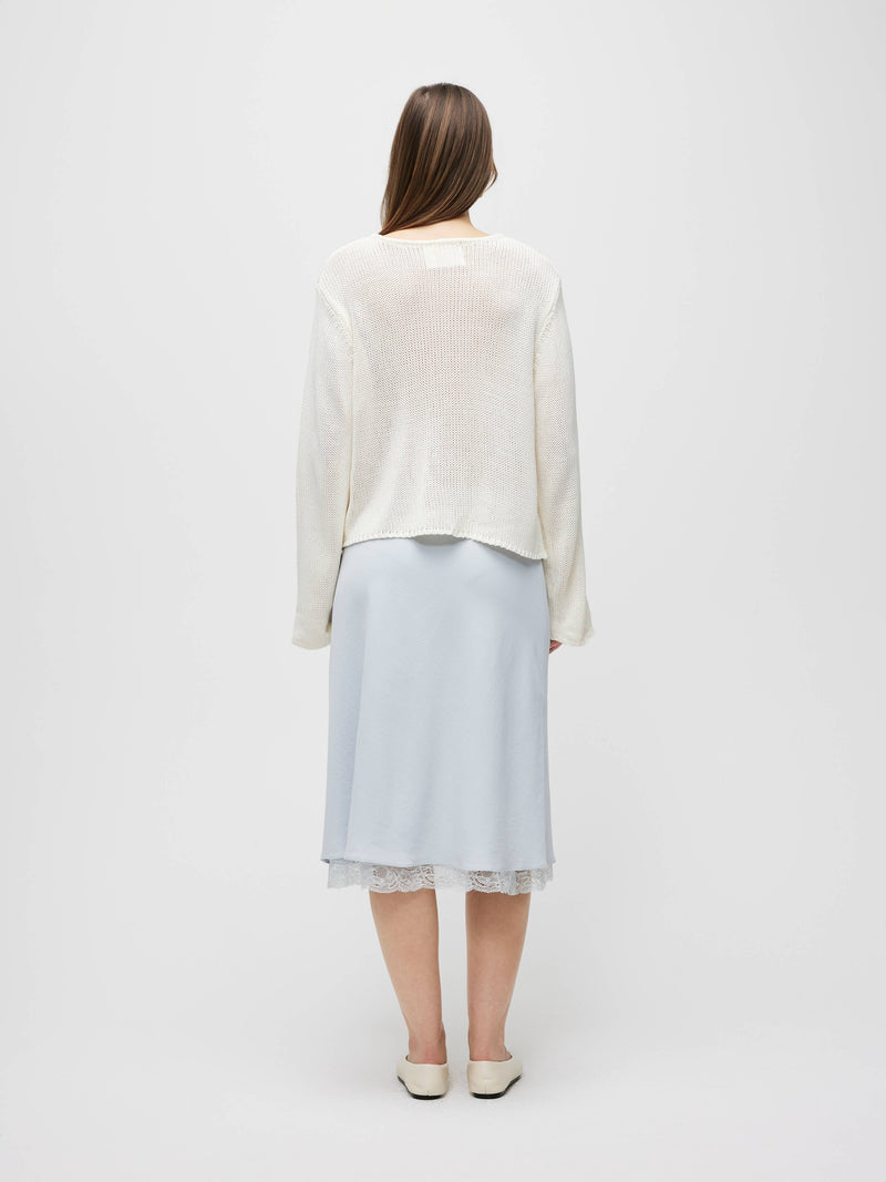 The Morgan Cardigan | Open Button Hole Long Sleeve Cardigan - Cream
