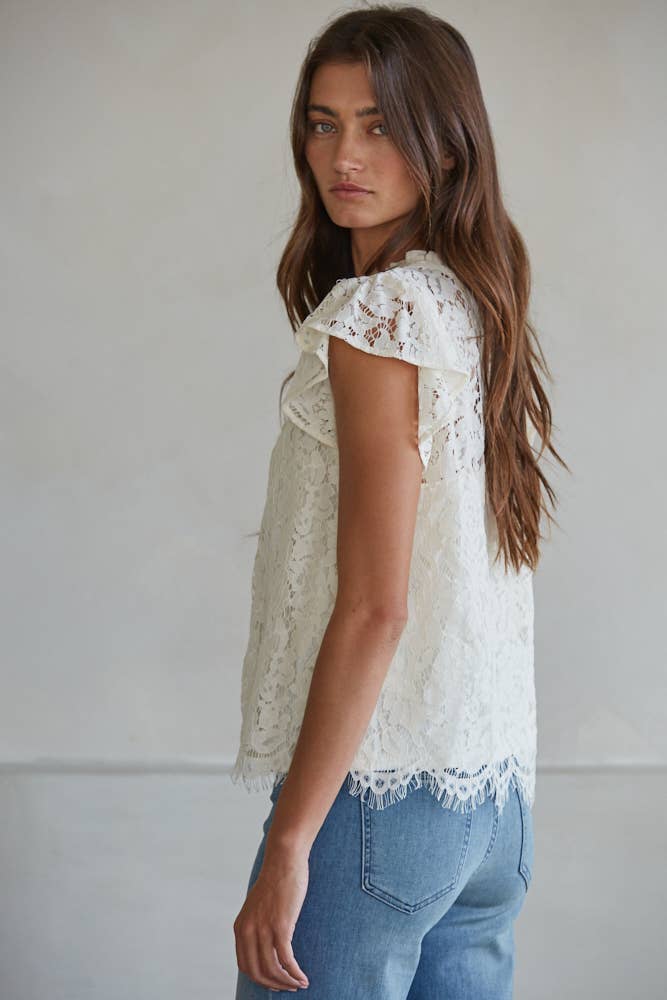 Woven Lace Blouse - Cream